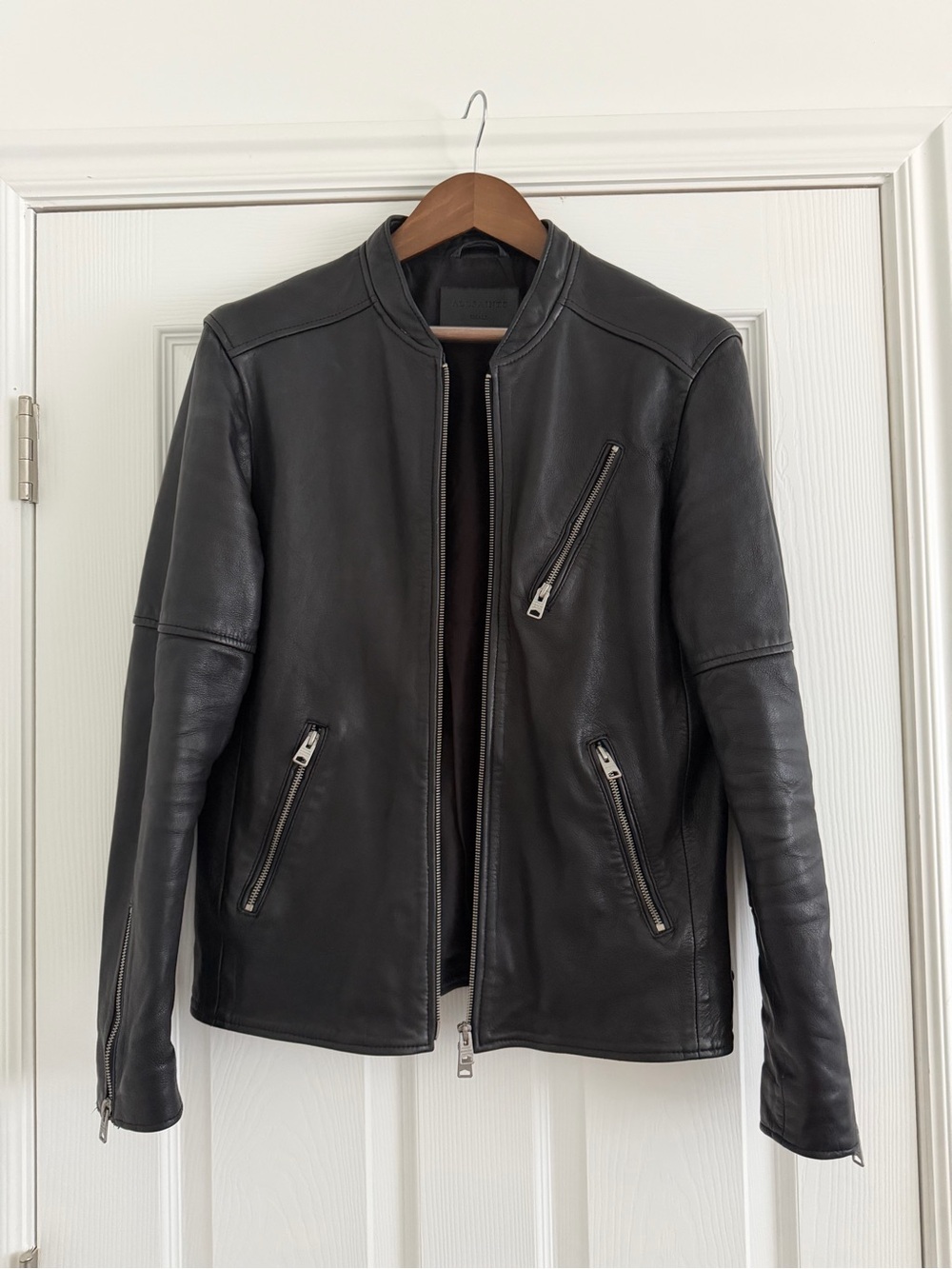 All Saints Harwood Black Leather Jacket